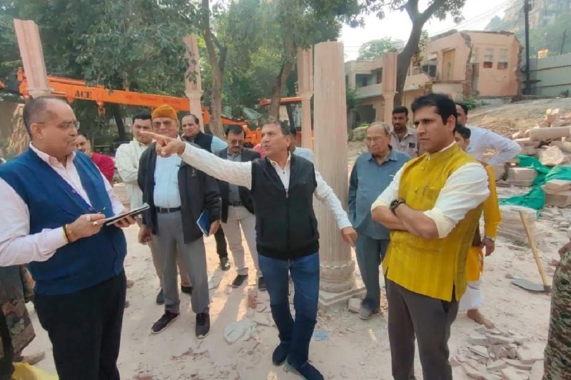 Pitambara Peeth gate collapse datia illegal construction collector action mp news