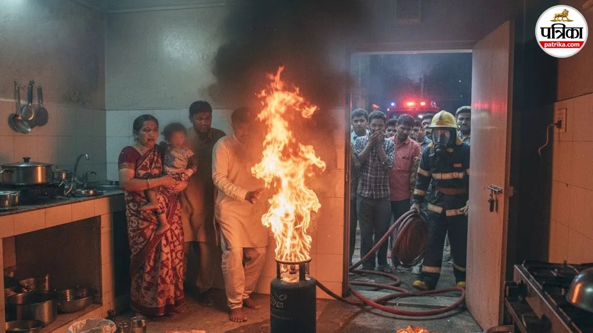 gas cylinder fire leakage moradabad house blaze fire brigade control