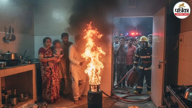 gas cylinder fire leakage moradabad house blaze fire brigade control