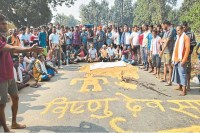 धान खरीदी को लेकर कांग्रेस का प्रदर्शन (photo source- Patrika)