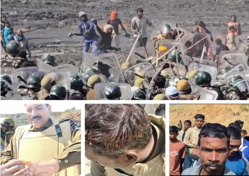 Stone pelting on policemen