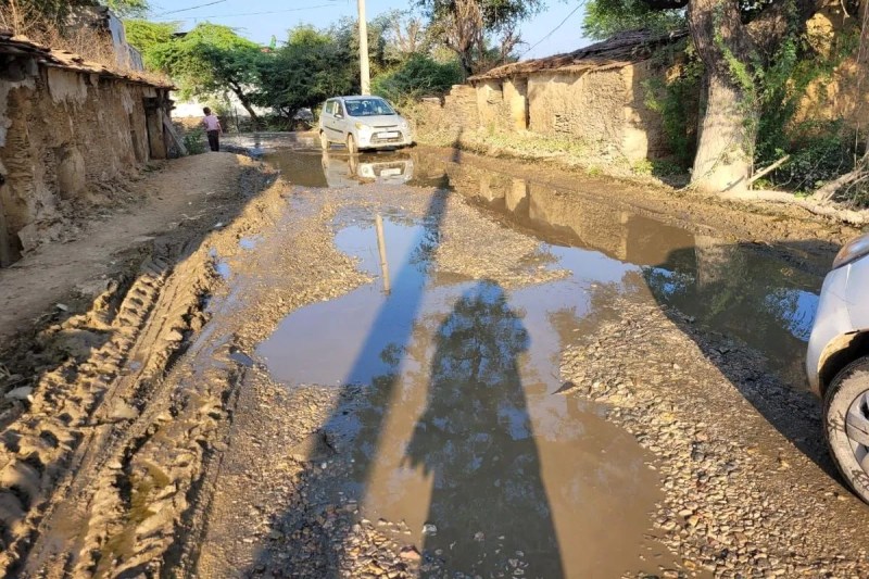 देवजी का थाना से पेच की बावड़ी सड़क की हालत खस्ता