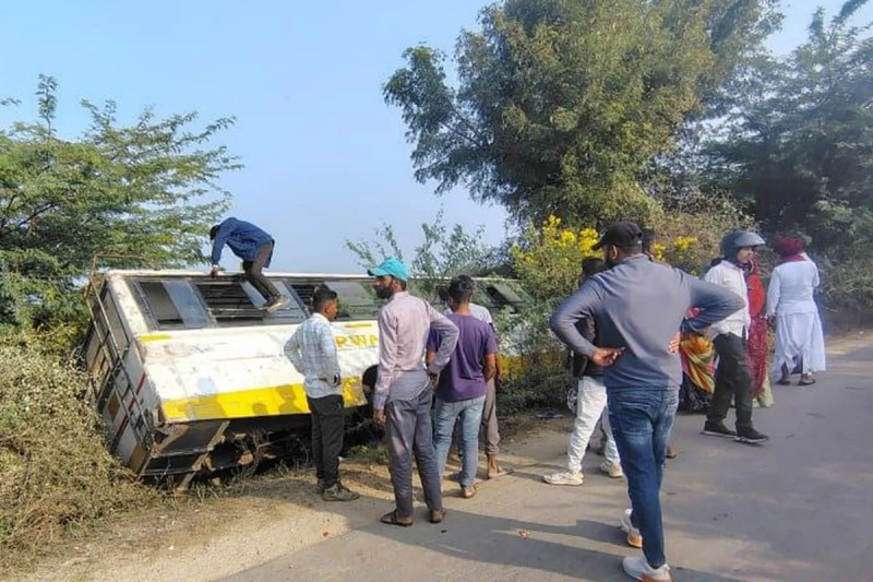 Bus accident, Pali bus accident, Rajasthan bus accident, bus overturned, bus overturned in Pali, bus overturned in Rajasthan, Pali news