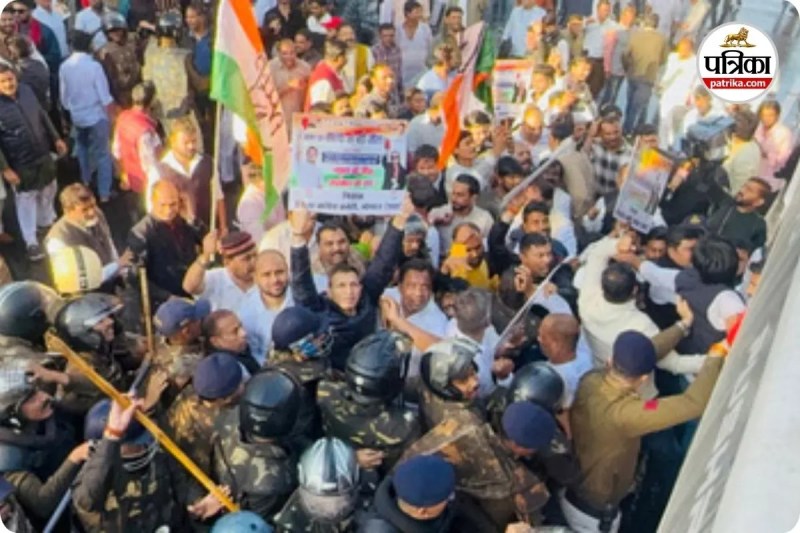 नेशनल हेराल्ड मामले में कांग्रेस का प्रदर्शन (photo source- Patrika)