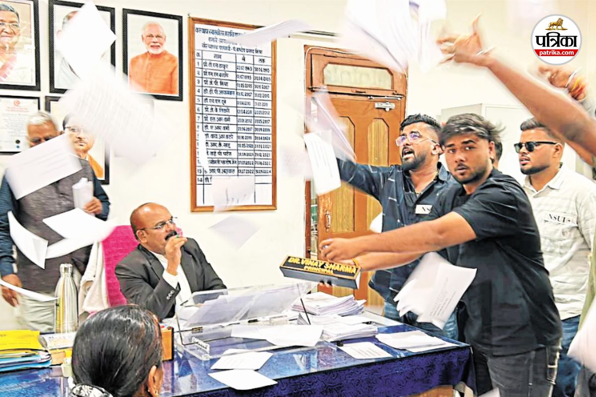 कल्याण कॉलेज में एनएसयूआई पदाधिकारियों के उत्पात का मामला (फोटो सोर्स- पत्रिका)