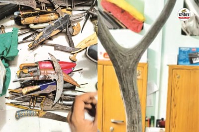 अजमेर में एंटीक वस्तुएं और हथियारों का जखीरा जब्त, पत्रिका फोटो