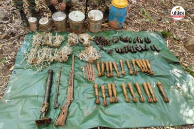 छत्तीसगढ़–ओडिशा बॉर्डर पर नक्सल डंप का खुलासा, जवानों ने नक्सलियों के IED और हथियार किया बरामद(photo-patrika)