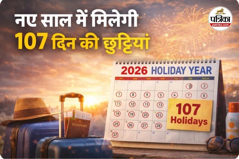 2026 में मिलेगी 107 दिन की छुट्टियां (photo source- Patrika)