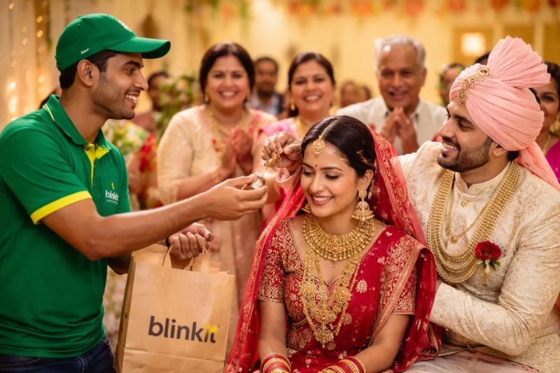Delhi Wedding BlinkIt Delivery Dulha Dulhan Viral Video