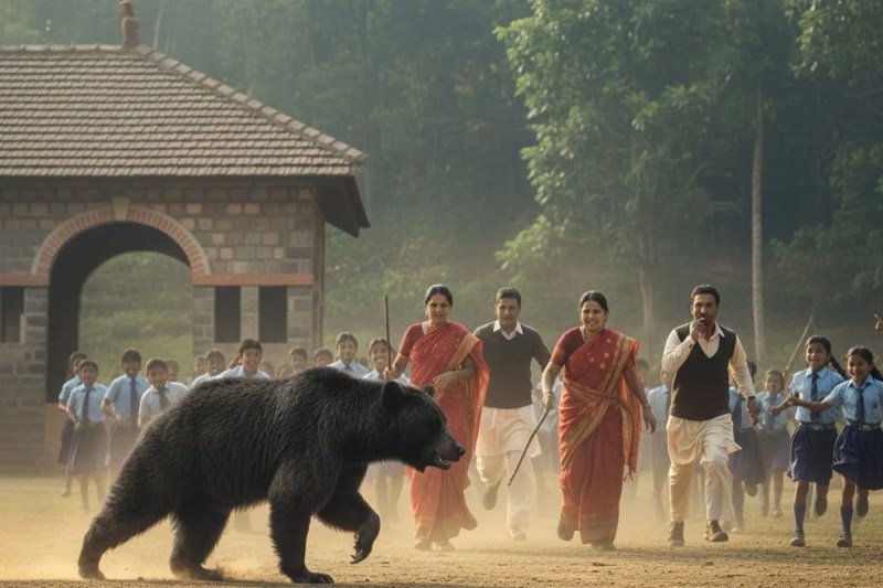In Chamoli, Uttarakhand, a bear entered a school and carried away a child