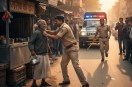 In Haldwani, a police officer grabbed a tea vendor by the collar and dragged him to the police station
