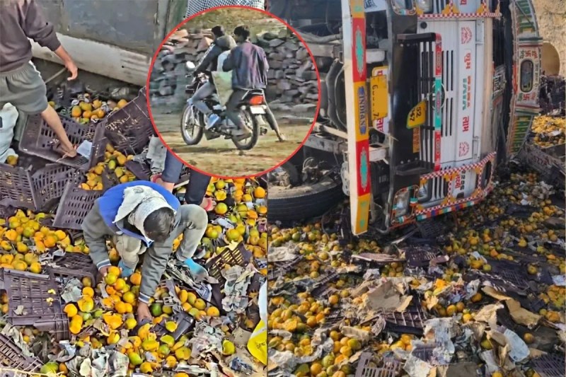 Oranges-truck-Overturned-on-highway