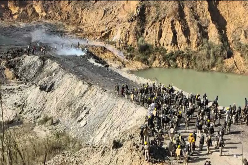 Tear gas fired by police