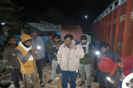 An out-of-control truck rammed into a house at night, narrowly escaping the life of an elderly man and killing several goats.