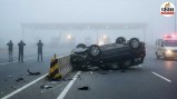 amroha fog accident scorpio hit divider toll plaza two youth injured