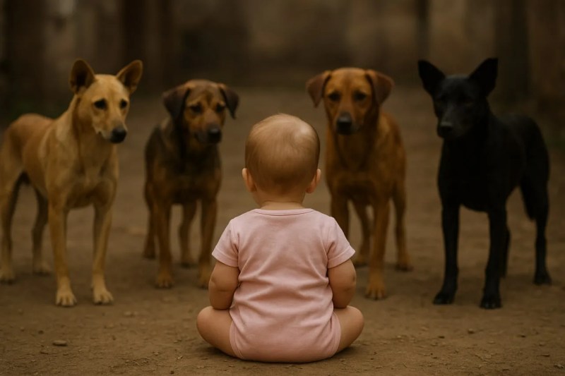 stray dogs saved newborn