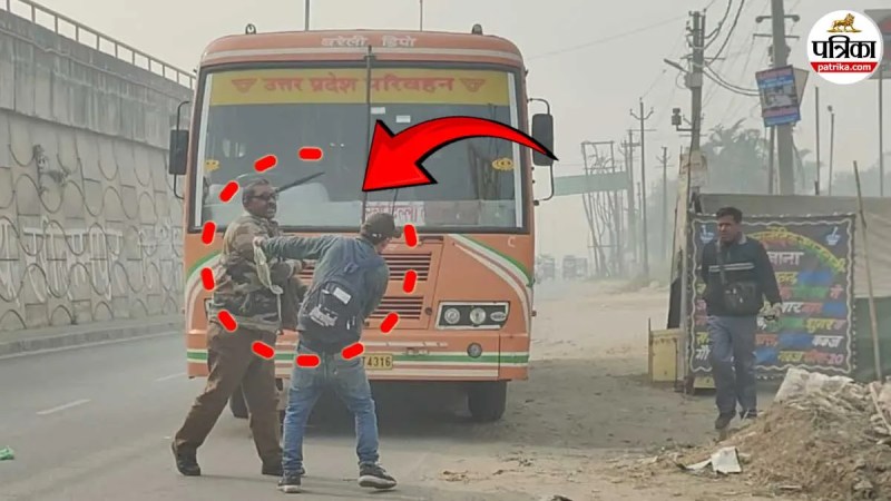 drunk man stops roadways bus amroha driver slaps video viral