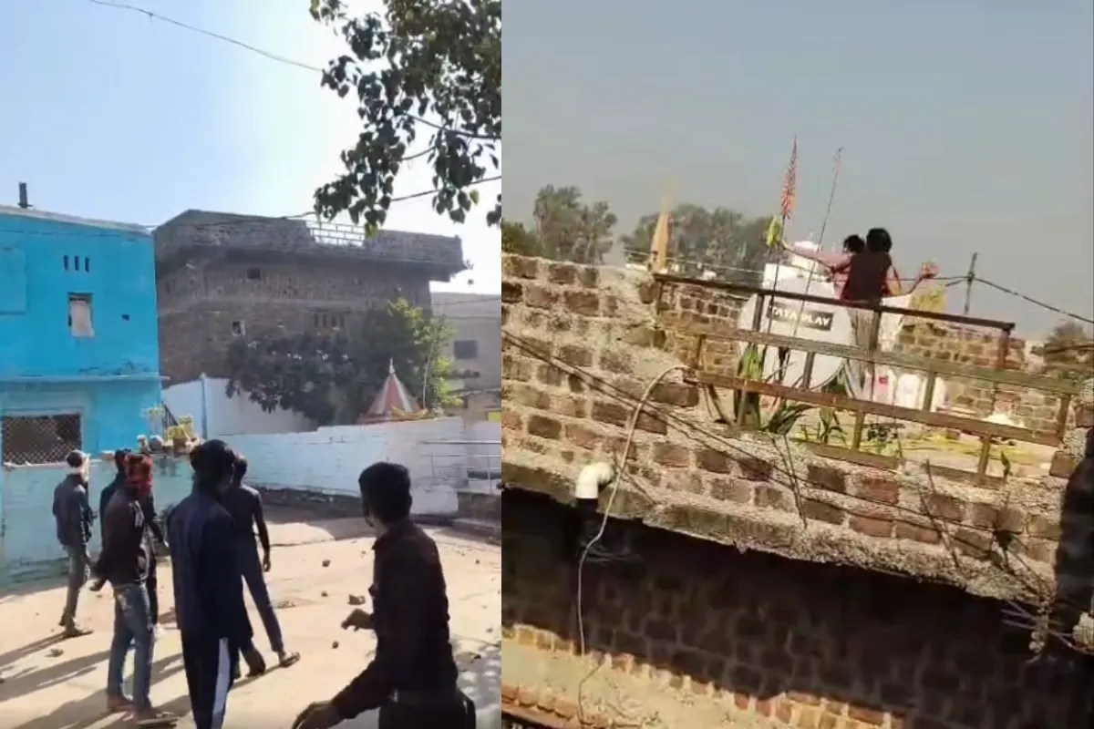 mohangiri mahamai temple construction clash vidisha stone pelting video viral mp news