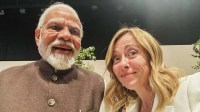 Indian Prime Minister Narendra Modi with Italian PM Giorgia Meloni