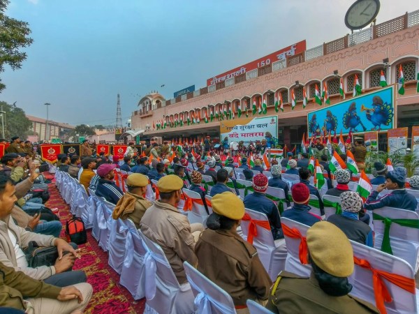 Railway  police force band performs at jaipur