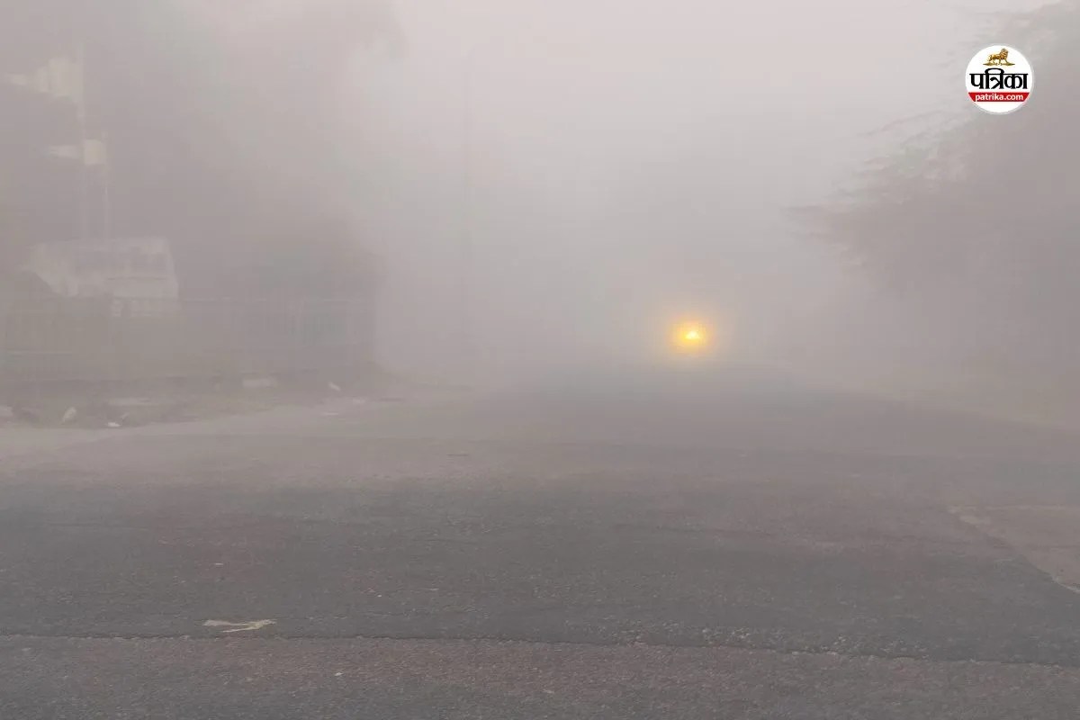 जयपुर के झालाना संस्थानिक क्षेत्र में छाया घना कोहरा, पत्रिका फोटो