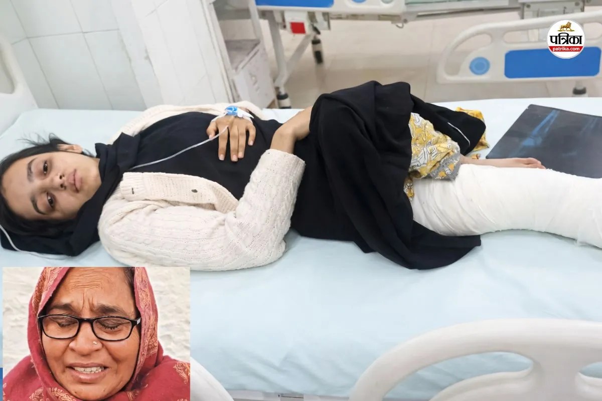 एसयूवी की टक्कर से घायल कुलसुम, इनसेट में मृतक फैजान की मां खेरूनिशा, पत्रिका फोटो