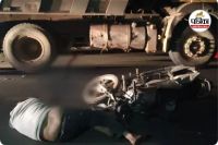 दुर्ग-पाटन मार्ग पर हाईवा ने युवक को रौंदा (photo source- Patrika)