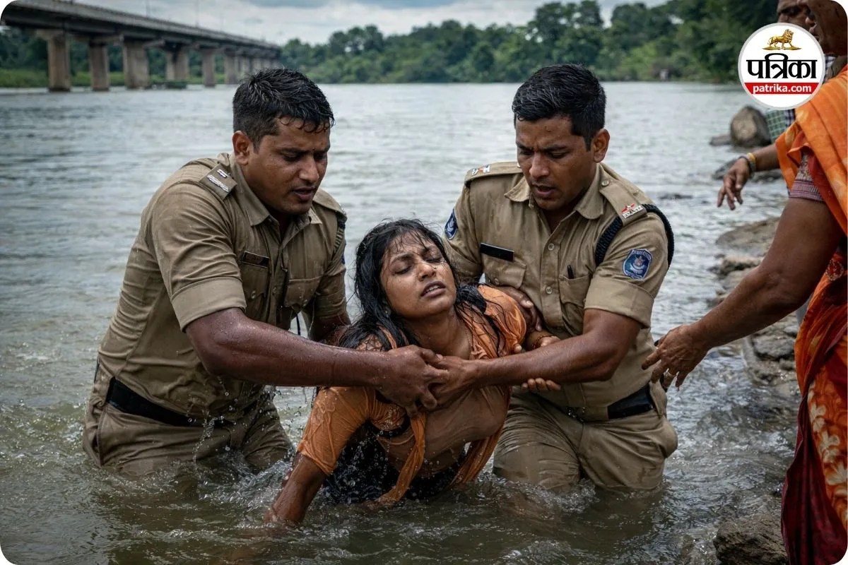 शिवनाथ नदी में कूदी युवती (photo source- Patrika)