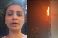 Daisy Shah angry on election campaigners after fire near her Mumbai home video viral