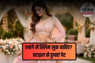 lehenga styling for belly fat, best lehenga for tummy area, lehenga look for pear shape body,
