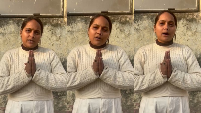 खुशी दुबे ने हाथ जोड़कर धन्यवाद दिया (फोटो सोर्स- खुशी दुबे वायरल वीडियो ग्रैब)