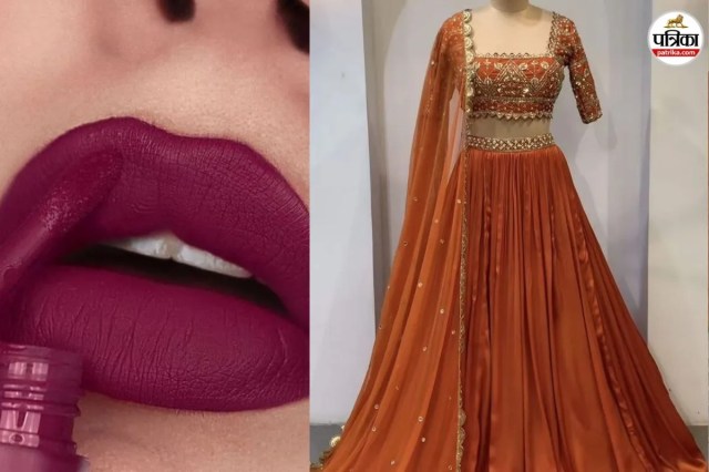 Magenta lipstick for orange bridal lehenga, Bridal lipstick for fair skin