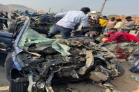 Road Accident, Road Accident in Kotputli, Container-Car Accident, Container-Car Accident in Kotputli, Container-Car Accident in Rajasthan, Khatushyamji, रोड एक्सीडेंट, रोड एक्सीडेंट इन कोटपुतली, कंटेनर-कार एक्सीडेंट, कंटेनर-कार एक्सीडेंट इन कोटपुतली, कंटेनर-कार एक्सीडेंट इन राजस्थान, खाटूश्यामजी