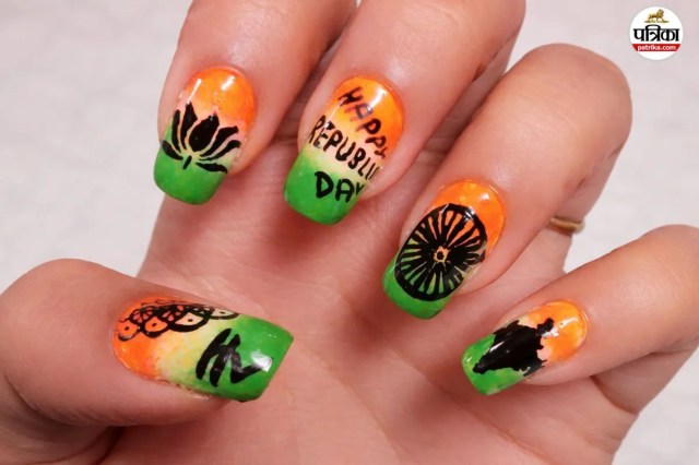 Patriotic Republic Day nail design