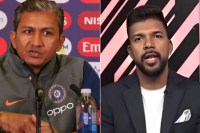 Sanjay Bangar and Varun Aaron commentary box photo during IND vs NZ controversy