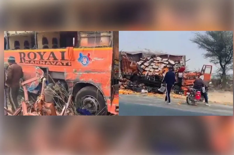 Sleeper coach bus-canter accident, Sleeper coach bus-canter accident in Sriganganagar, Sleeper coach bus-canter accident in Rajasthan, Canter driver dies, Sriganganagar news, Rajasthan news, स्लीपर कोच बस-कैंटर एक्सीडेंट, स्लीपर कोच बस-कैंटर एक्सीडेंट इन श्रीगंगानगर, स्लीपर कोच बस-कैंटर एक्सीडेंट इन राजस्थान, कैंटर चालक की मौत, श्रीगंगानगर न्यूज, राजस्थान न्यूज