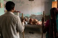 son and his wife brutally murdered mother for property attacked her with sticks sonbhadra news