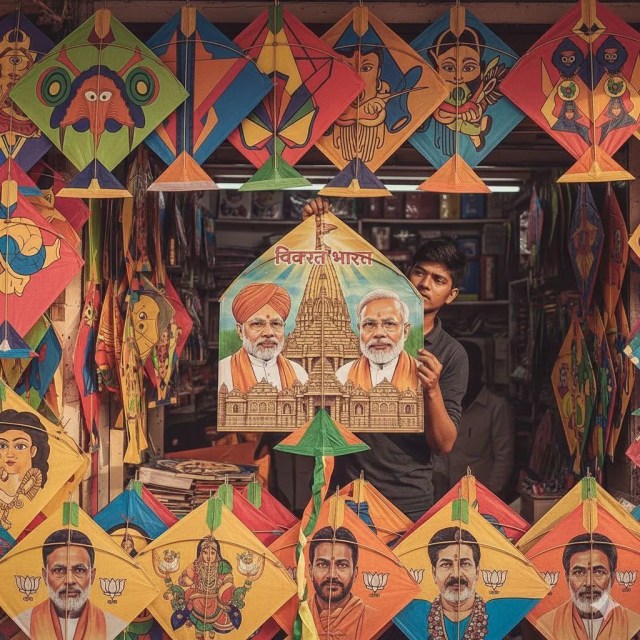 Modi Yogi photo kites, Political leader kites 2026
