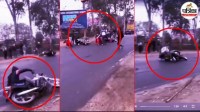 amroha road slippery bike riders fall video