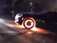 Car engine catches fire