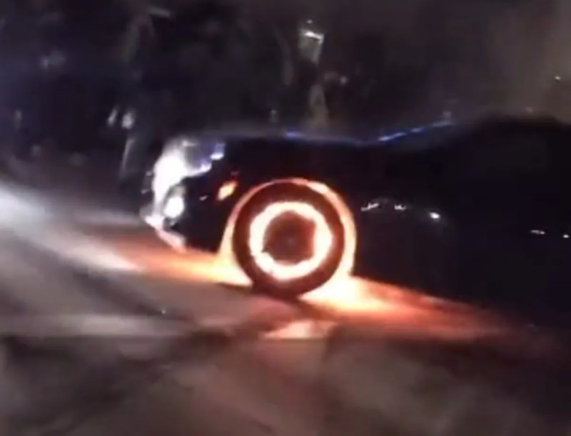 Car engine catches fire