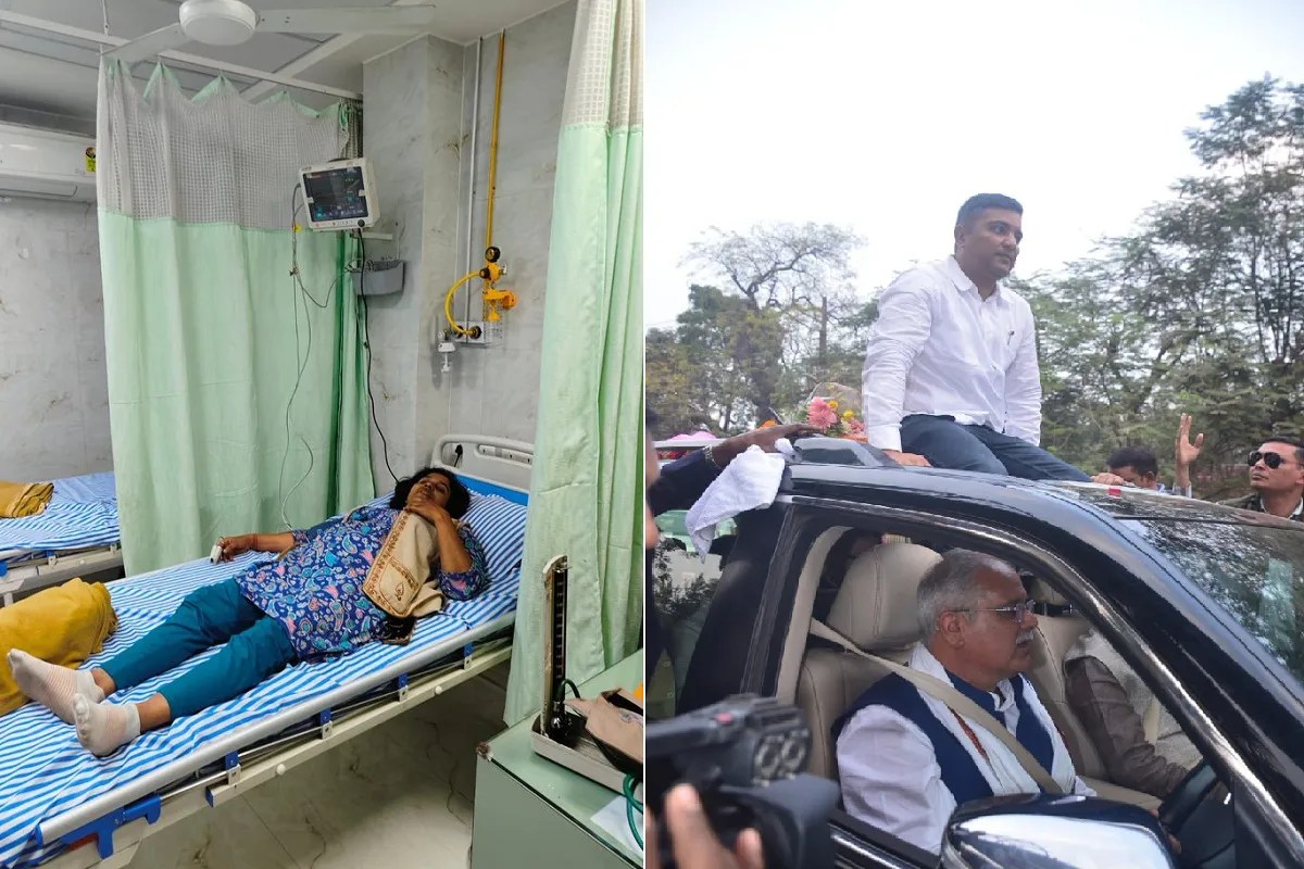 चैतन्य बघेल की रिहाई में पत्रकार घायल (फोटो सोर्स- पत्रिका)
