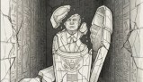 Donald Trump in broken coffin