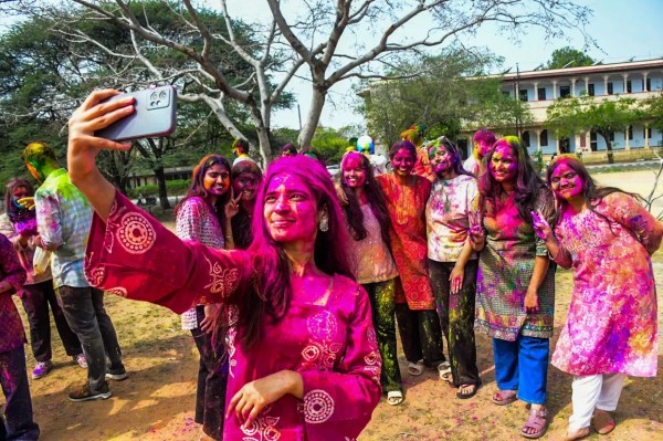 Holi celebration at rajsthan university 