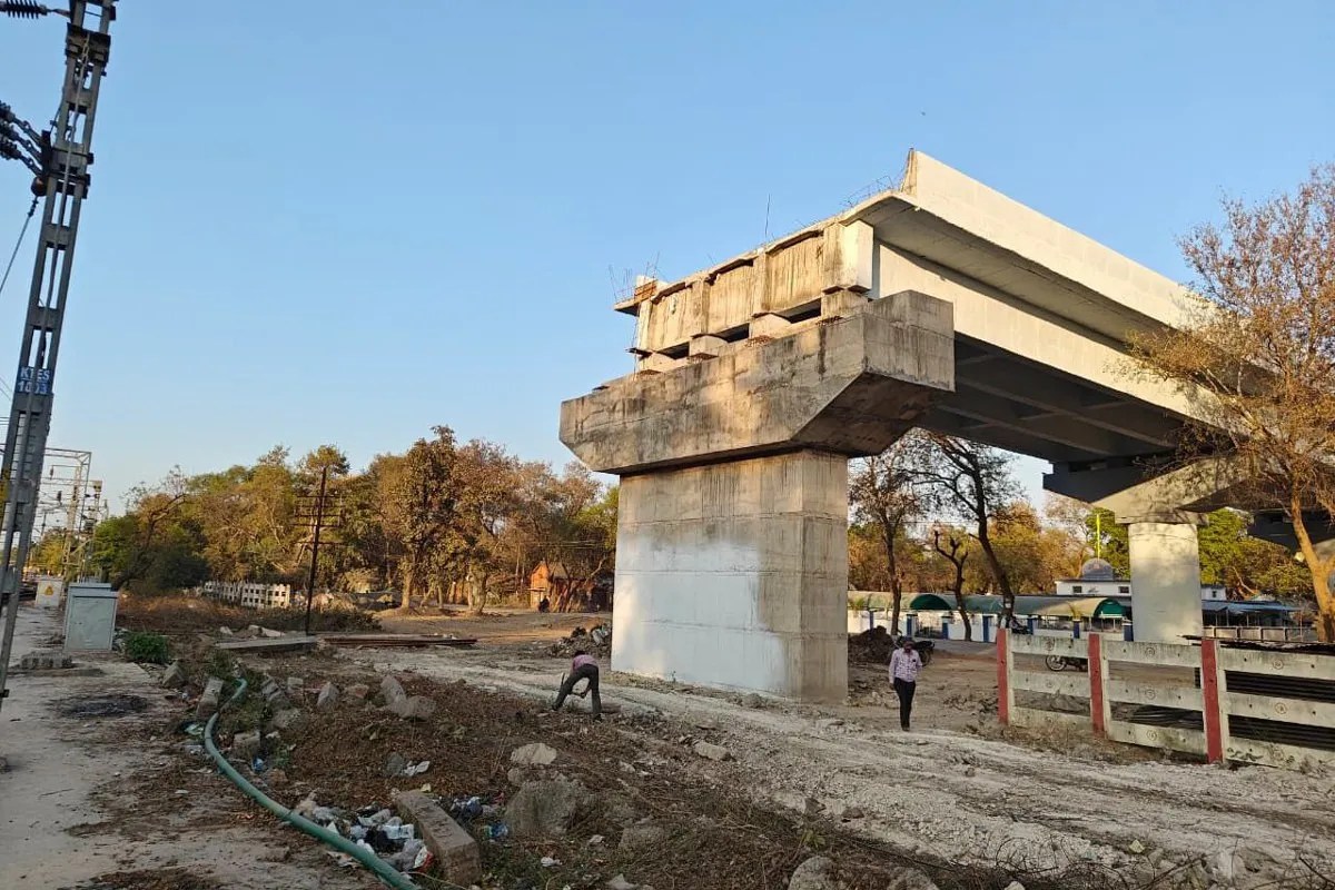 Flyover construction halted on the railway line