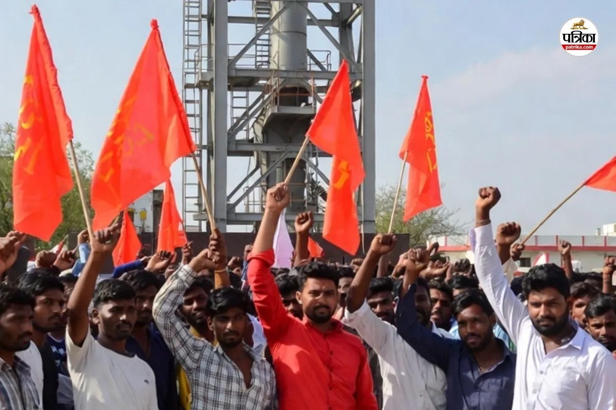Bharat Bandh Rajasthan Workers protest industrial workers to go on strike today hold rally