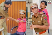 डीडवाना थाना एसएचओ राजेंद्र​ सिंह कमांडो की पीठ पर बैठे दिव्यांग नदीम, पत्रिका फोटो