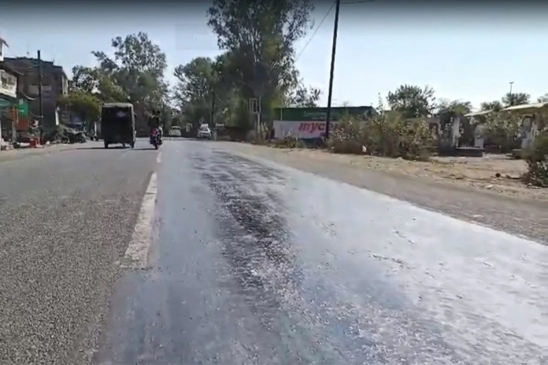 The asphalt melted in the mild heat, causing drivers to slip. Potholes that were filled just a few months ago have been exposed.