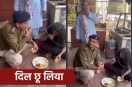 Gwalior's Sirol TI Govind Bagoli ate bread with a mentally ill woman
