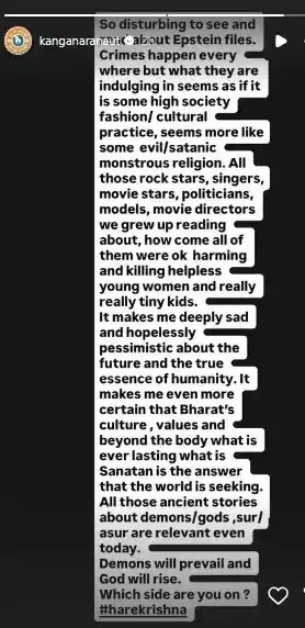 Kangana Ranaut On Epstein Files